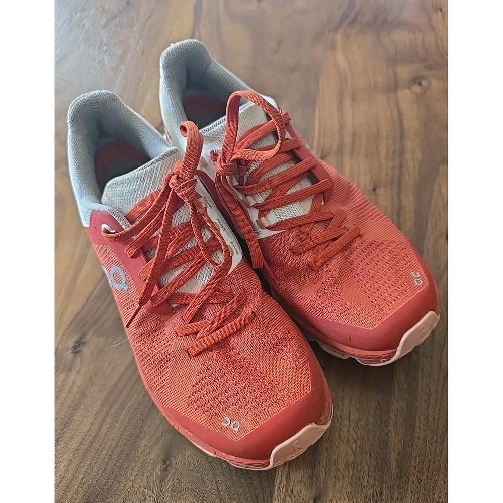 On Cloudsurfer Running Shoes Women Size 8.5 Orange White Athletic Sneakers